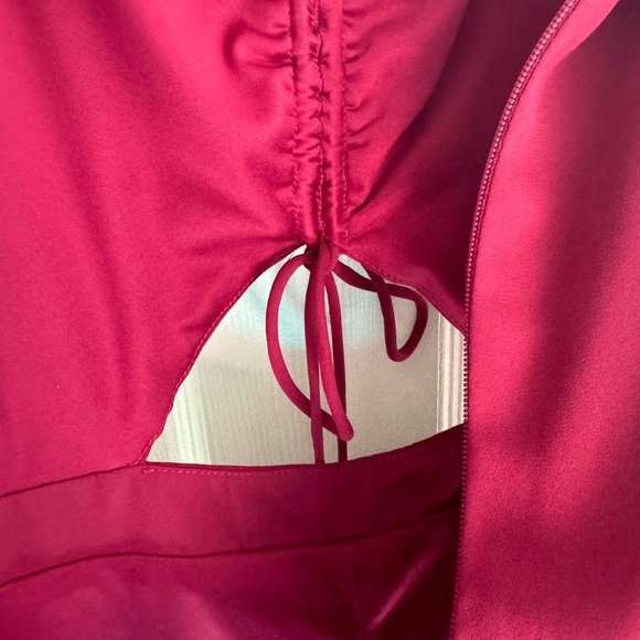 Express Cut Out short sleeve Romper Chiffon coquette sweet NWOT magenta bow - Picture 9 of 12